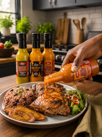 Lelette Hot Sauce Variety Pack – RED HEAT, GREEN HEAT & INFERNO (3 × 5 fl oz / 148 mL)
