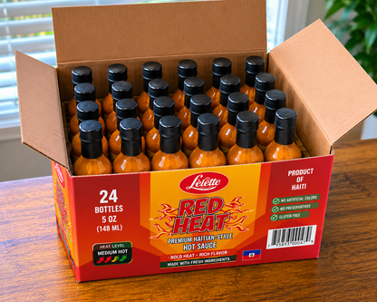 Lelette RED HEAT Hot Sauce – 24 Bottle Case (5 fl oz Each)